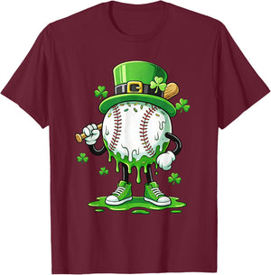 Baseball Green Drip Ice Cream Youth Boy St Patricks Day T-Shirt - T-Shirt | Maroon