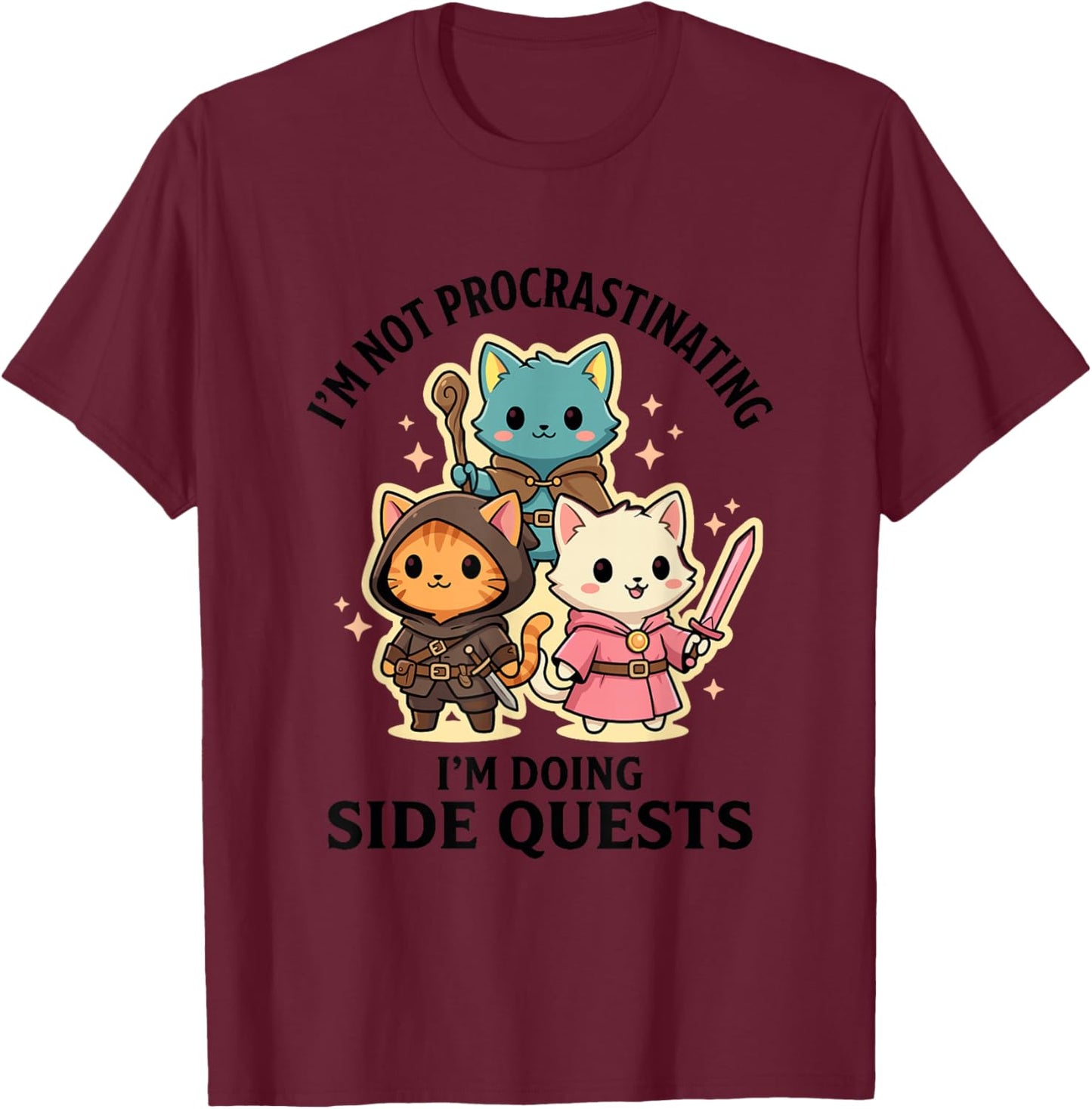 I'm Not Procrastinating I'm Doing Side Quests RPG Gamer T-Shirt - T-Shirt | Maroon
