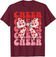 Valentines Cheer Mom Coquette Bow Sport Groovy Cheerleader T-Shirt - T-Shirt | Maroon