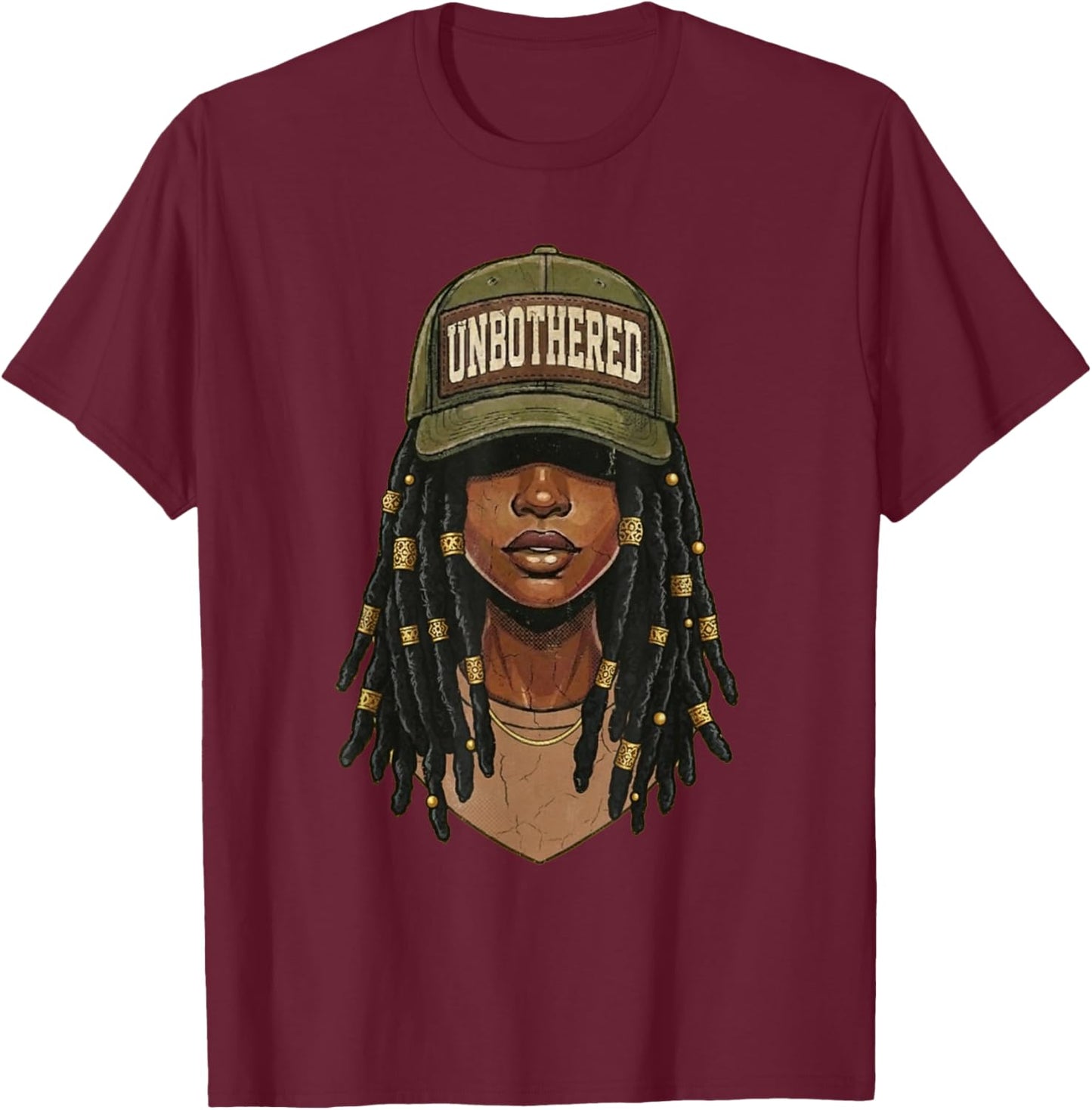 Retro Unbothered Black Women Camo, Black History Month Women T-Shirt - T-Shirt | Maroon