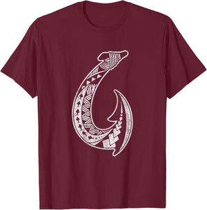 Hawaii Tribal Fish Hook Hawaiian Polynesian Maori Vintage T-Shirt - T-Shirt | Maroon