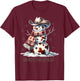 Howdy Christmas Cowhide Snowman Western Country Cowboy Xmas T-Shirt - T-Shirt | Maroon