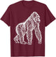 Gorilla Line Art T-Shirt - T-Shirt | Maroon