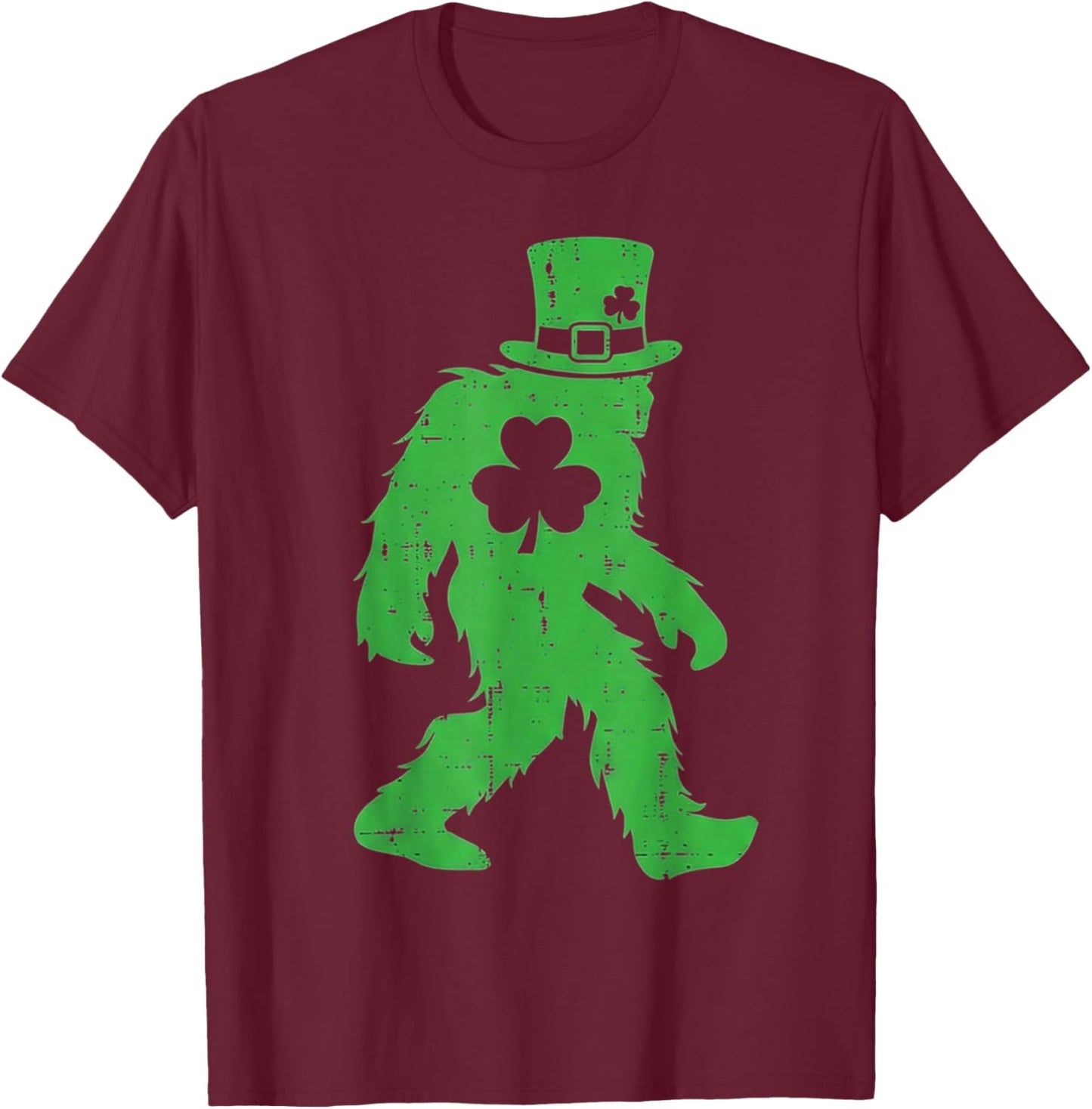 St Patricks Day Bigfoot Sasquatch Shamrock Men Women Kids T-Shirt - T-Shirt | Maroon