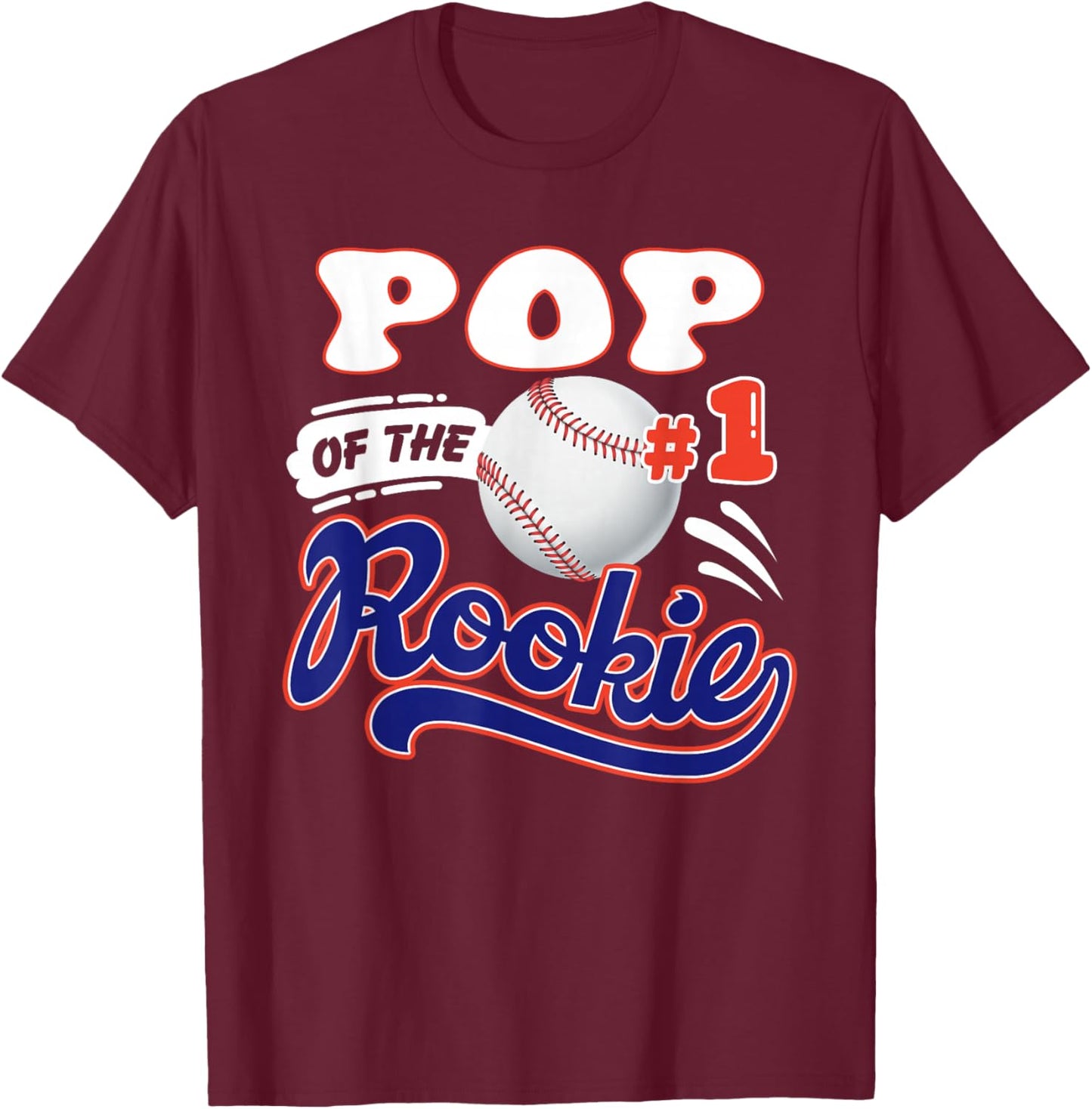 Pop Rookie of Year 1st Birthday Baseball Theme Matching T-Shirt - T-Shirt | Maroon