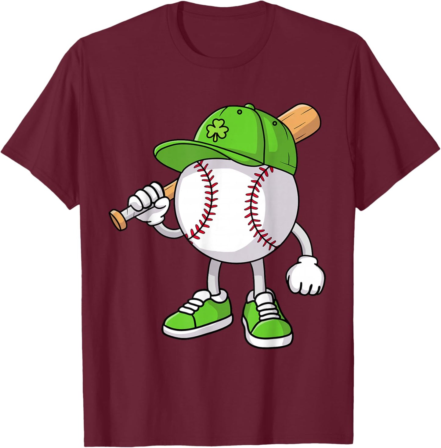 Boys St Patricks Day Baseball Player Pitcher Coach Kids T-Shirt - T-Shirt | Maroon