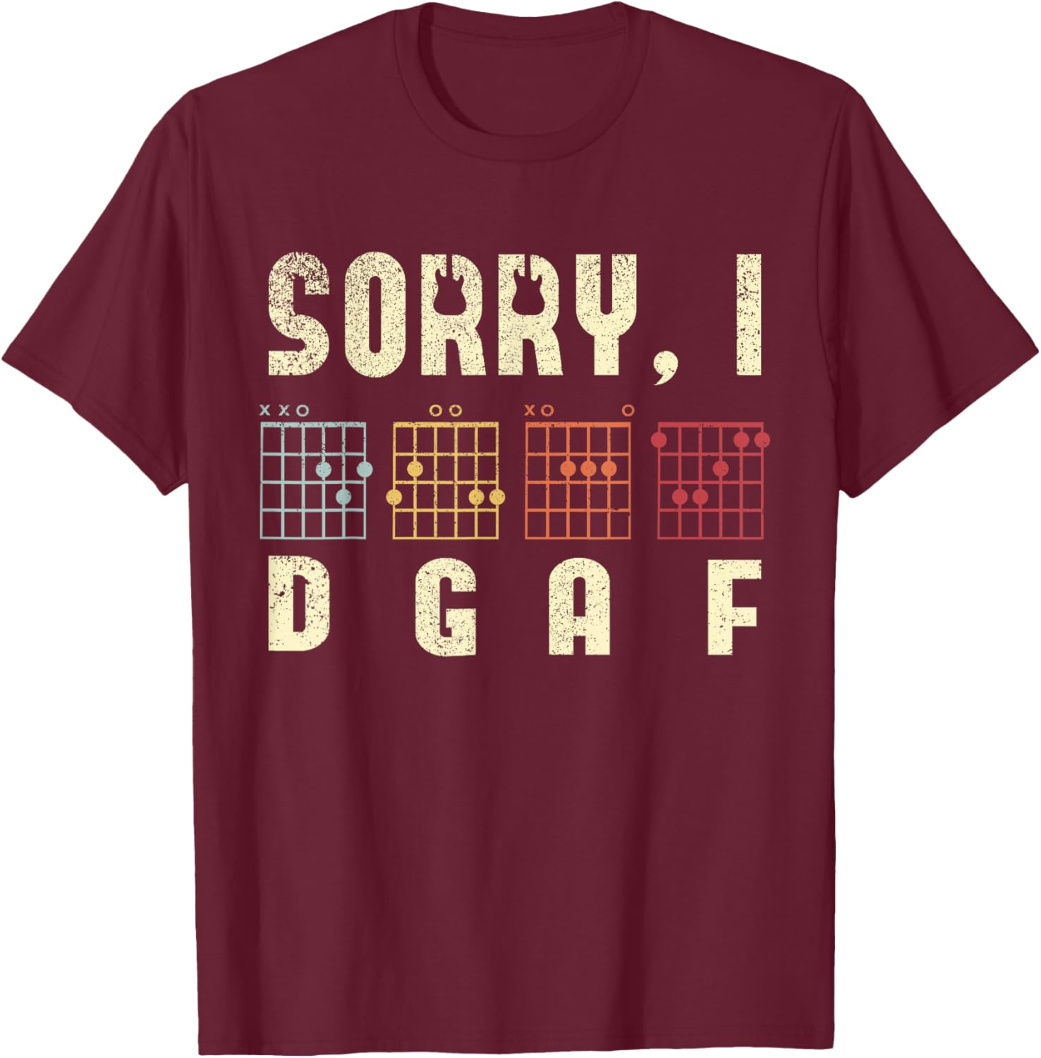 Sorry I DGAF Guitar Players Guitar Lover Bass Player Chords T-Shirt - T-Shirt | Maroon