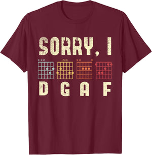 Sorry I DGAF Guitar Players Guitar Lover Bass Player Chords T-Shirt - T-Shirt | Maroon