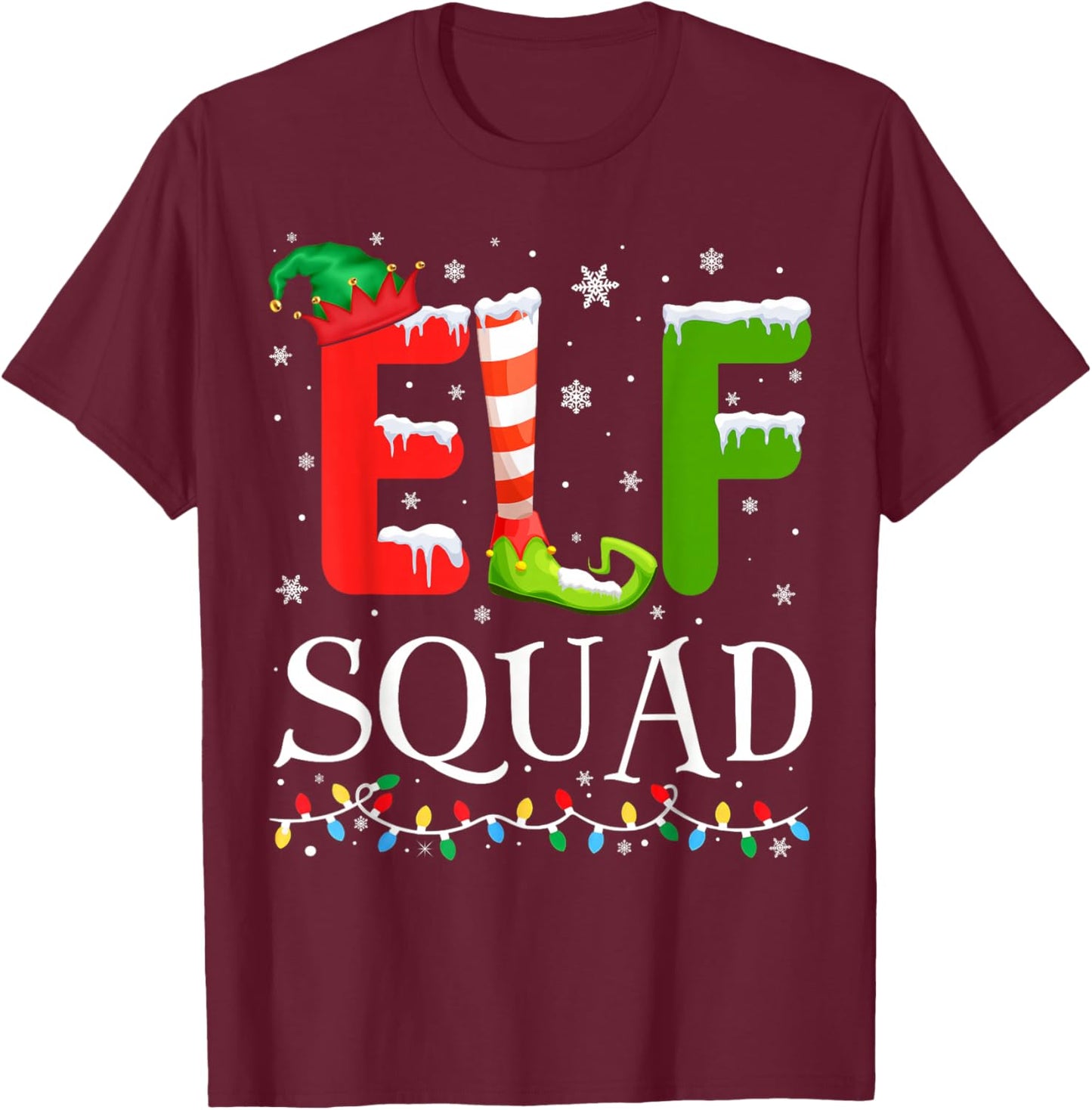 Elf Family Christmas Pajamas Xmas Elf Squad T-Shirt - T-Shirt | Maroon