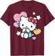 Hello Kitty Stars and Patched Hearts Apples Cherries Daisies T-Shirt - T-Shirt | Maroon