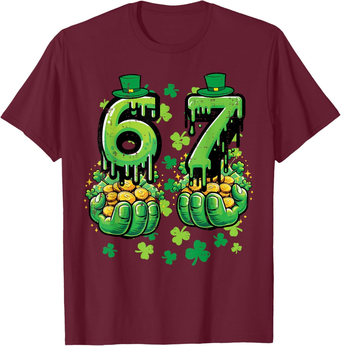 6 7 St Patricks Day 67 Six Seven Meme Teacher Boy Kids Youth T-Shirt - T-Shirt | Maroon
