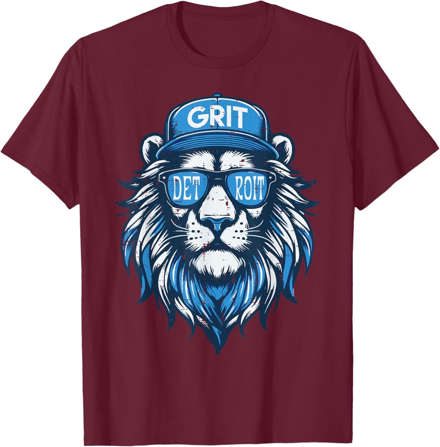 Lion Sunglasses Men Women Kids Boys Girls Youth Teen T-Shirt - T-Shirt | Maroon