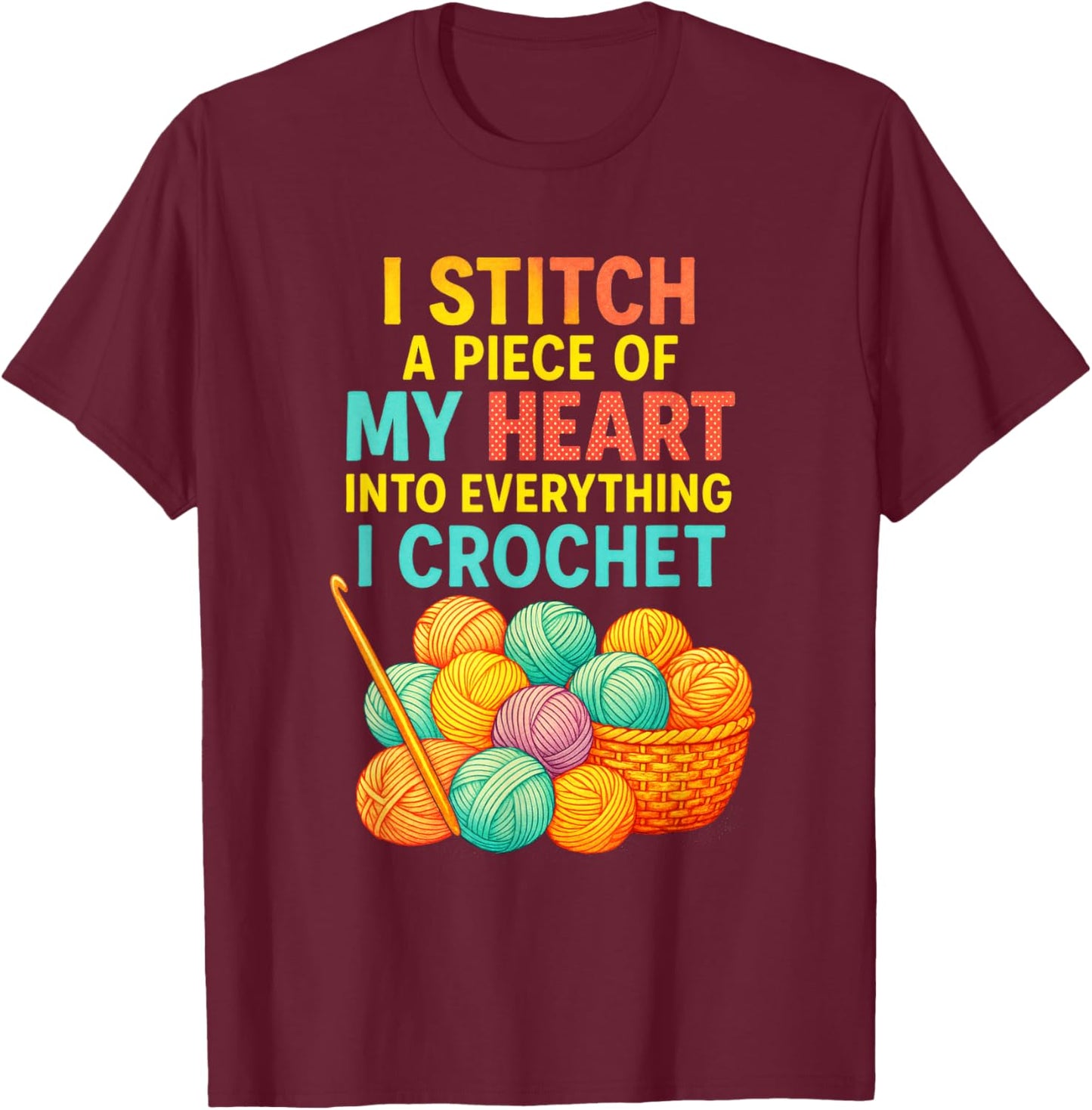 Crochet Funny T-Shirt - T-Shirt | Maroon