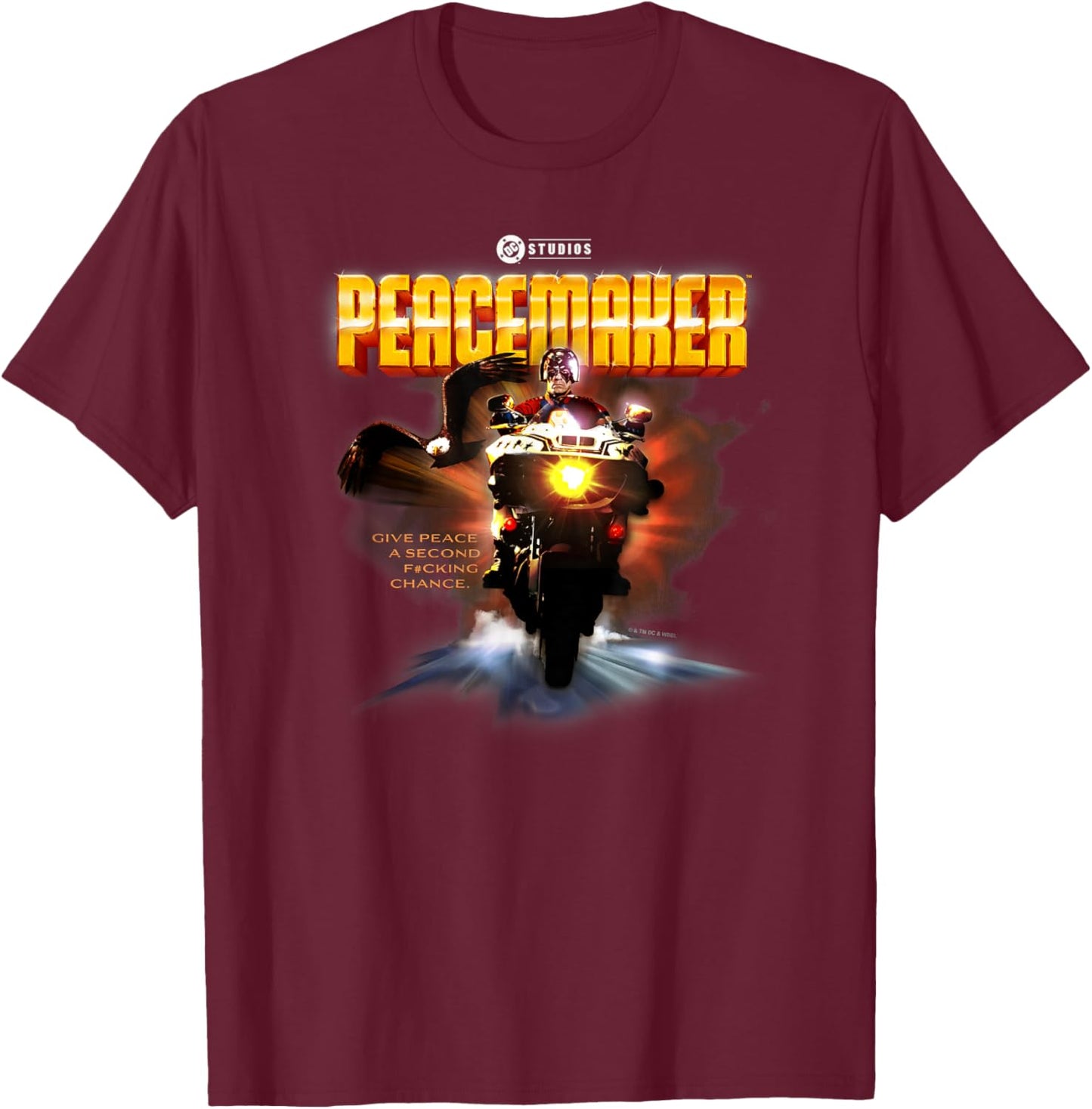 DC Comics Peacemaker Give Peace A Second Chance Poster T-Shirt - T-Shirt | Maroon