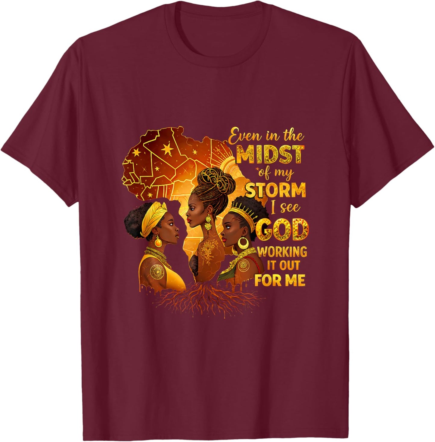 Queen Dope Blessed Afrocentric Melanin Black History Pride T-Shirt - T-Shirt | Maroon
