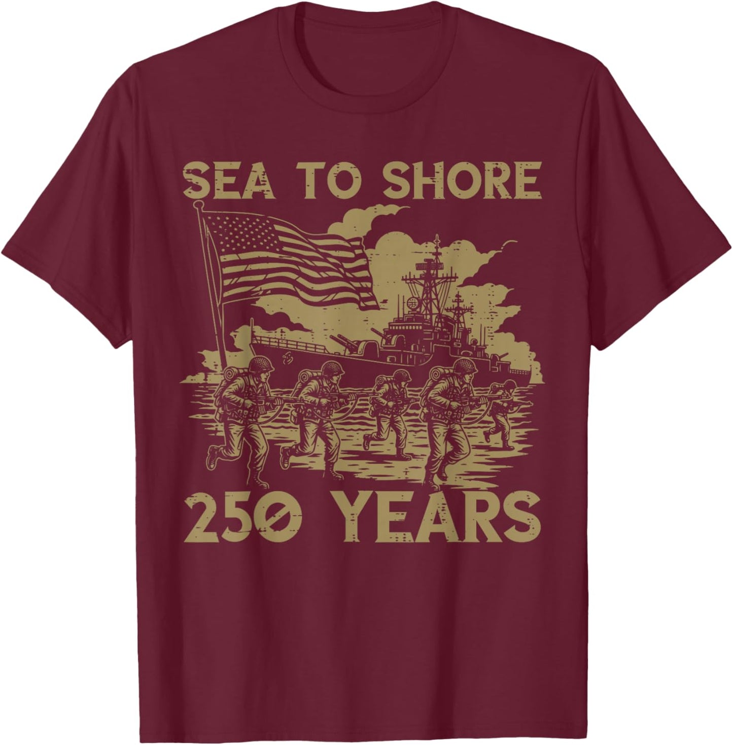 Sea to Shore 250 Years 250th Anniversary USA Men Women Kids T-Shirt - T-Shirt | Maroon