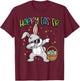 Happy Easter Dabbing Bunny Egg Basket Boys Kids Men Women T-Shirt - T-Shirt | Maroon