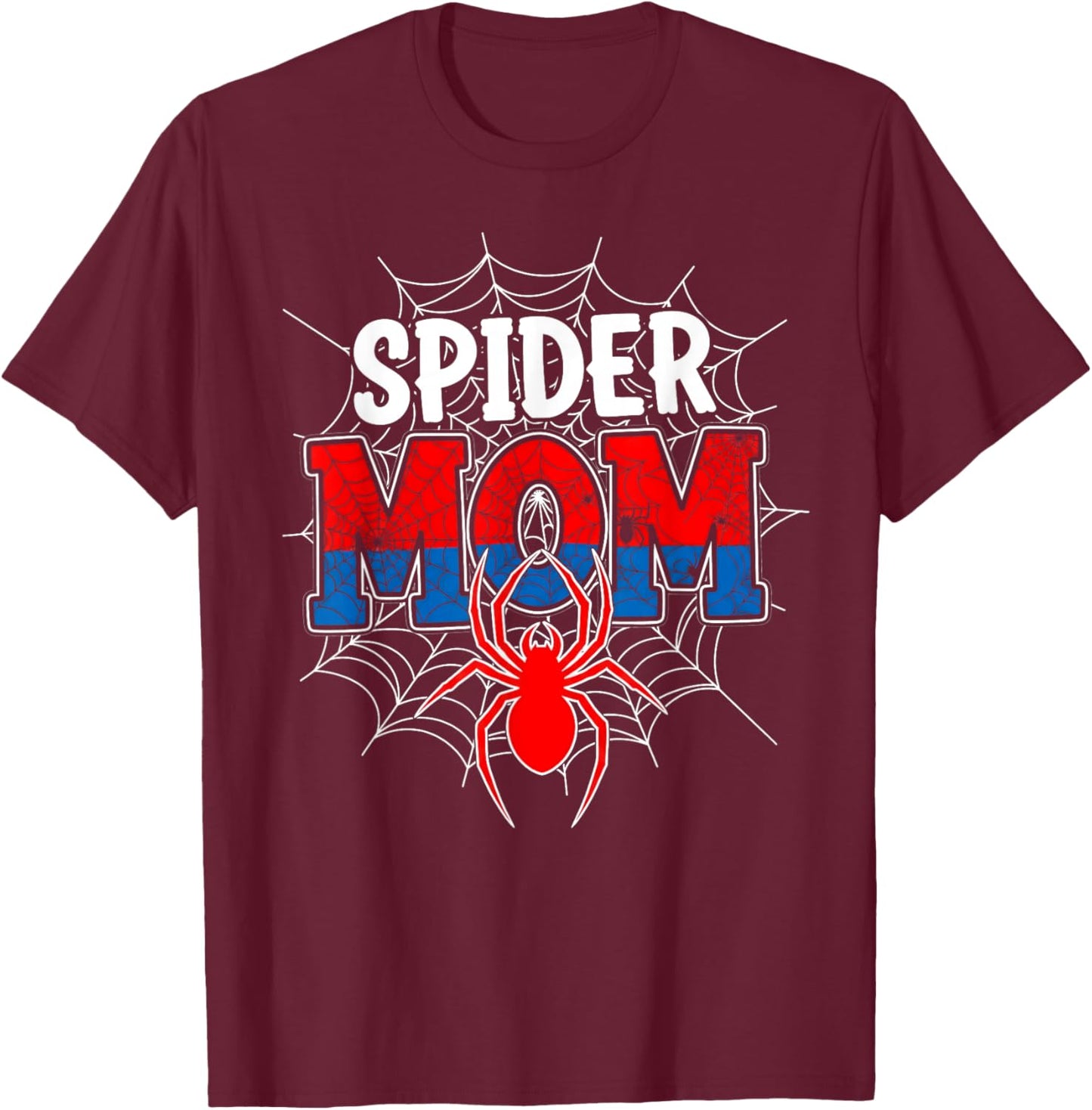 Spider Mom Family Matching Funny Mother's Day Mommy Women T-Shirt - T-Shirt | Maroon