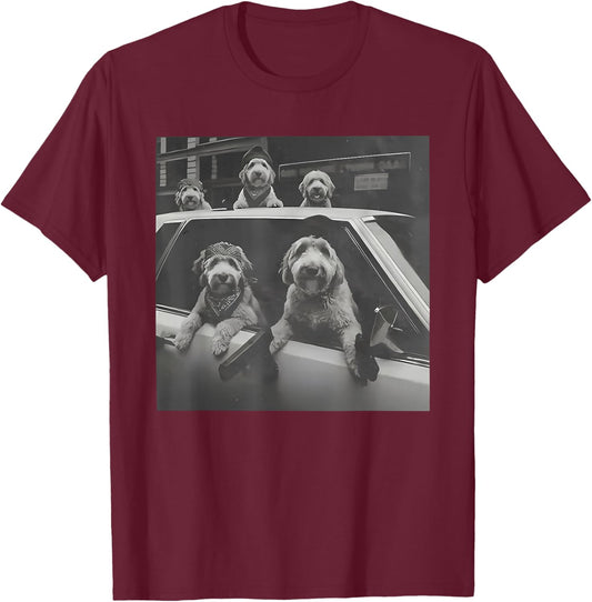 Funny Dog Gang Vintage Goldendoodle Meme T-Shirt - T-Shirt | Maroon