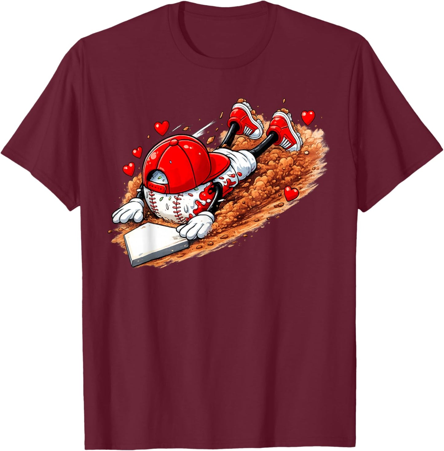 Baseball Valentine's Day Drip Ice Cream Team T-Shirt - T-Shirt | Maroon