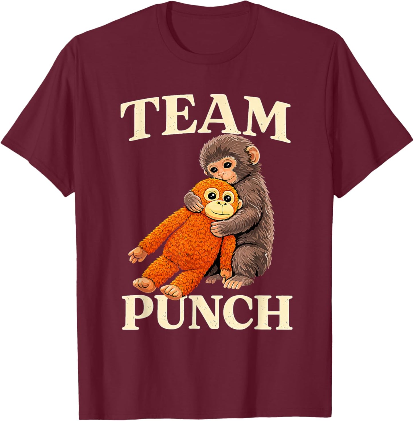 Retro Cute Monkey Punch Ultimately i Have to be Brave Viral T-Shirt - T-Shirt | Maroon