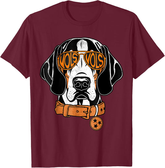 Tennessee Dog Sunglasses T Bluetick Coonhound Women Men Kids T-Shirt - T-Shirt | Maroon