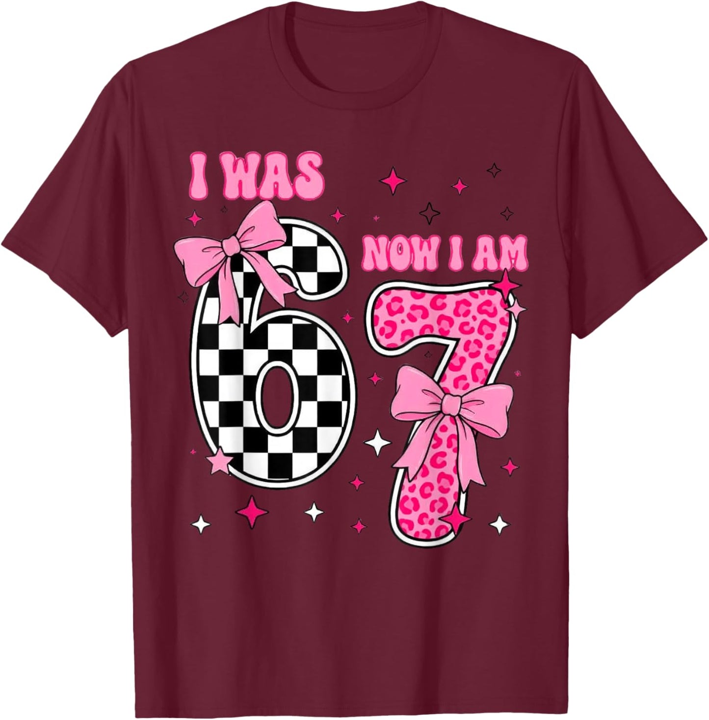 I was 6 Now I Am 7, 7th Birthday T-Shirt - T-Shirt | Maroon