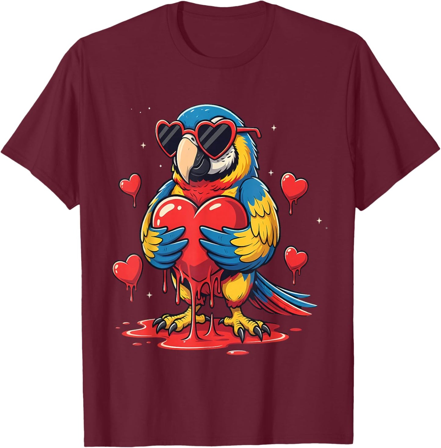 Valentines Day Bird Cute Valentine Parrot Lover T-Shirt - T-Shirt | Maroon