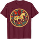 Chinese Zodiac Year of The Horse Lunar New Year Art T-Shirt - T-Shirt | Maroon
