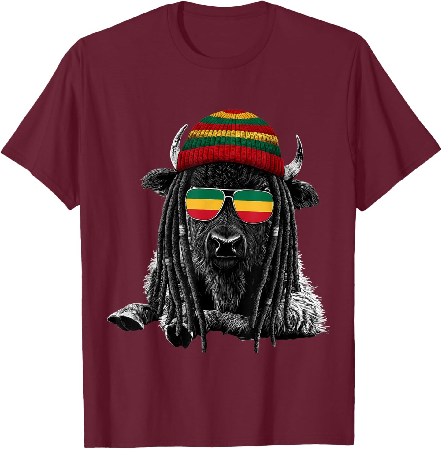 Rasta Reggae Music Rastafarian Roots Jamaican Rastafari T-Shirt - T-Shirt | Maroon