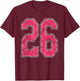 Grunge Pink and White Number 26 Jersey Player Uniform #26 T-Shirt - T-Shirt | Maroon