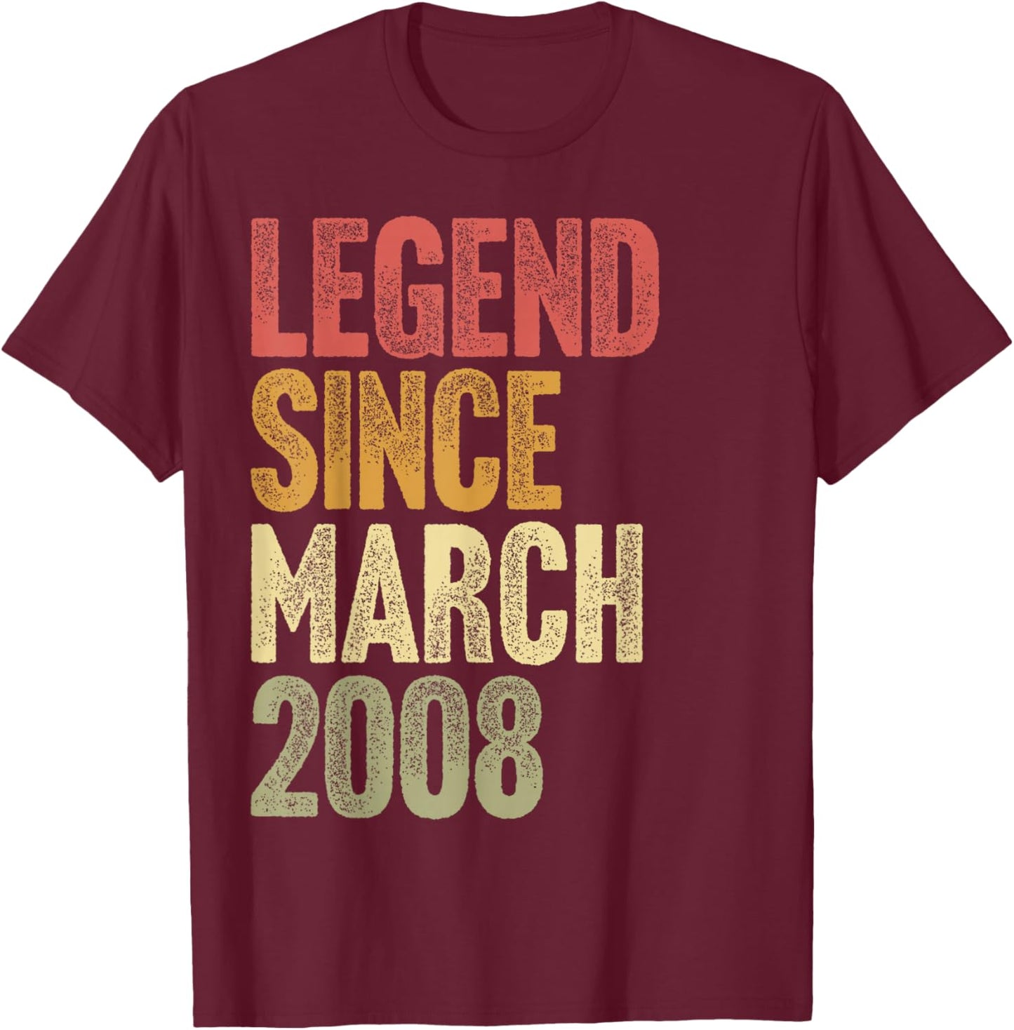 18 Year Old Legend Since March 2008 Retro 18th Birthday T-Shirt - T-Shirt | Maroon