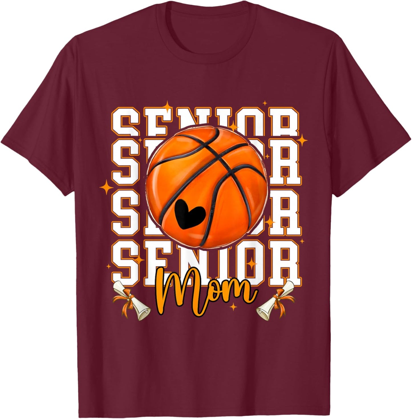 Senior Basketball Mom 2026 Funny Basketball Graduation T-Shirt - T-Shirt | Maroon