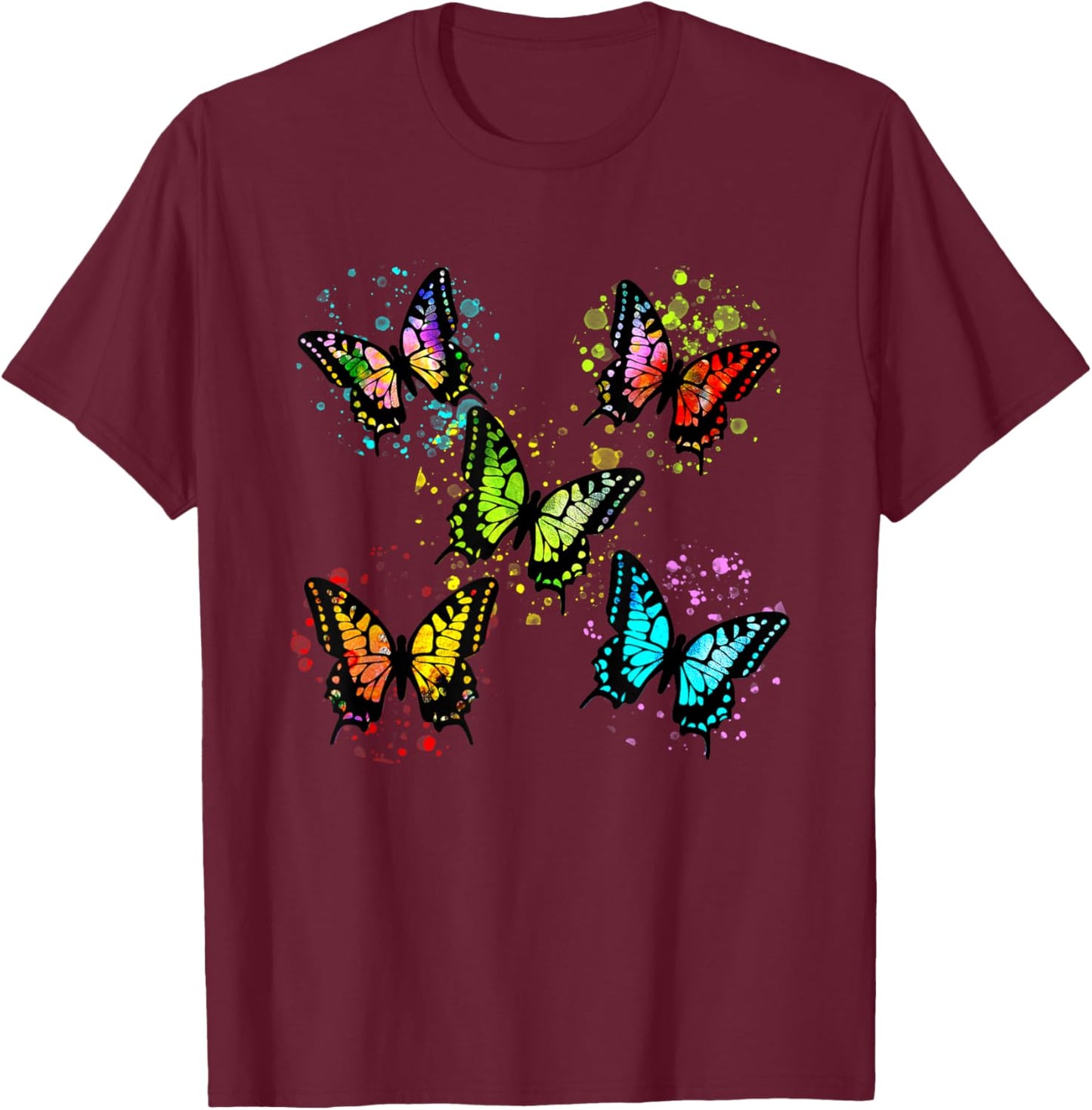 Colorful Butterfly Lover T-Shirt - T-Shirt | Maroon
