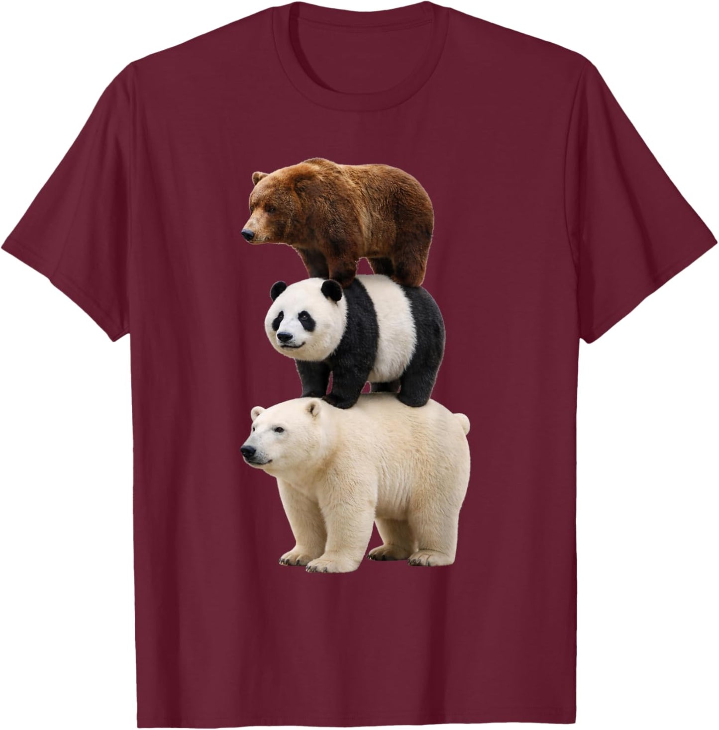 We Bears Realistic Stacked Bares Funny Animal T-Shirt - T-Shirt | Maroon