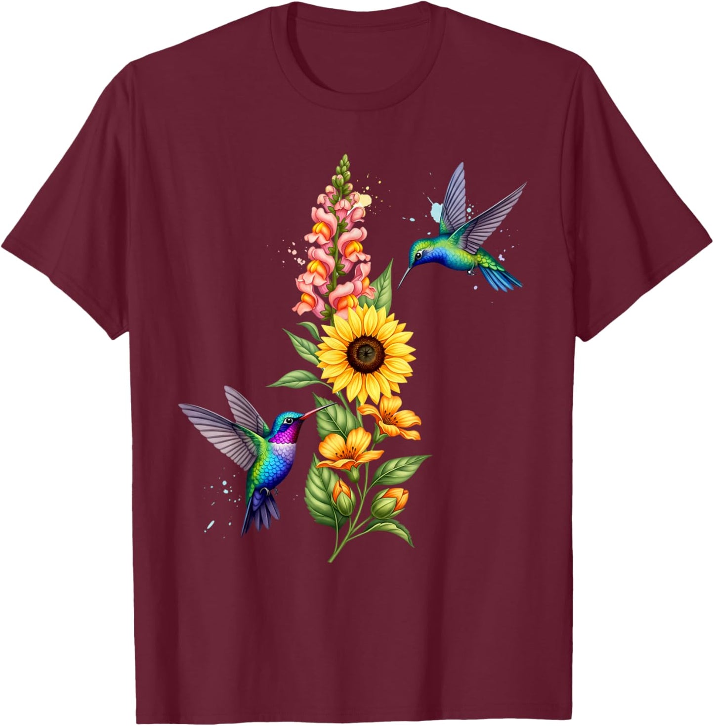 Watercolor Flower Nature Botanical Blooms Aesthetic T-Shirt - T-Shirt | Maroon
