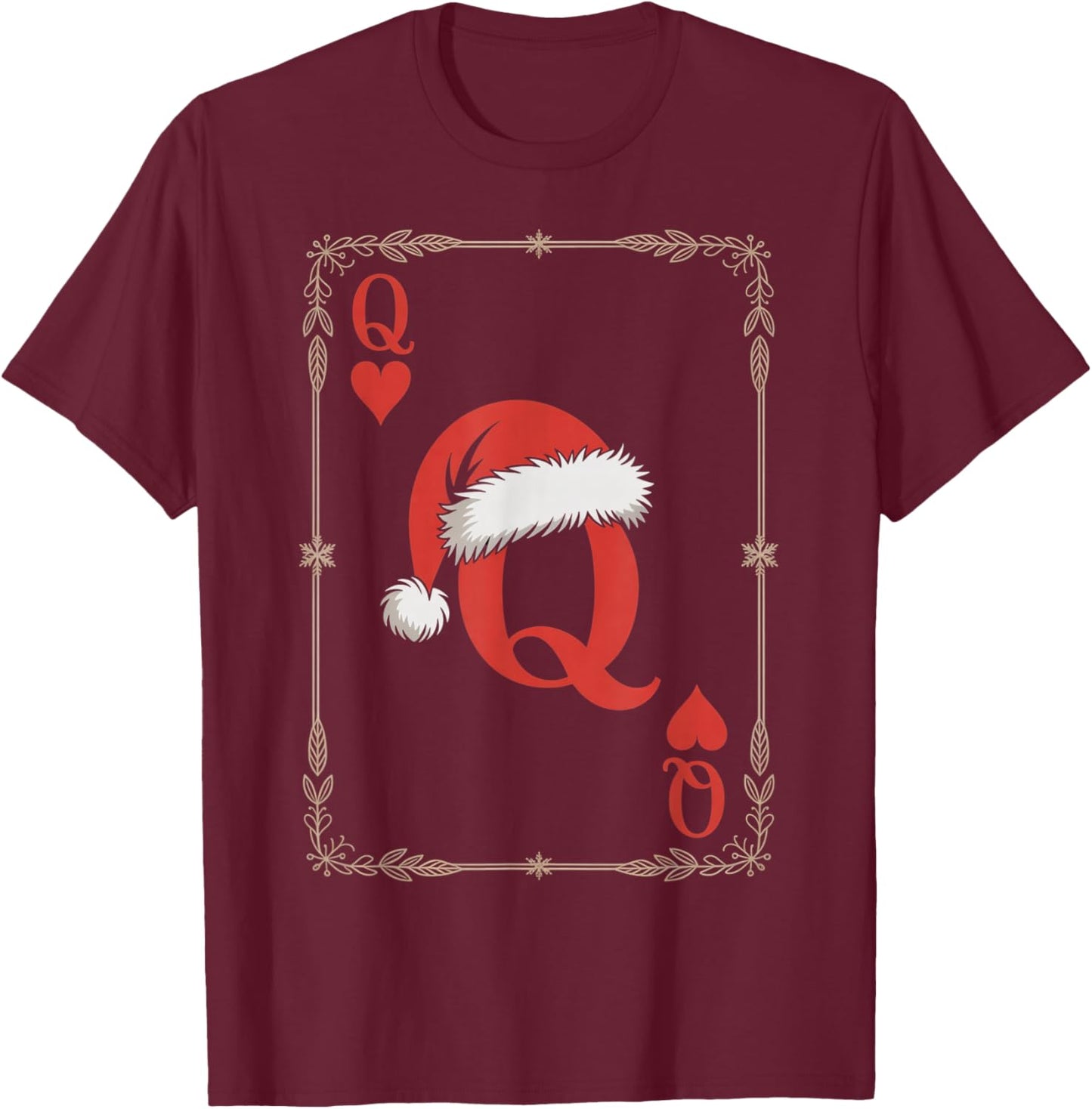 Queen of Hearts Christmas Costume - Playing Card T-Shirt - T-Shirt | Maroon