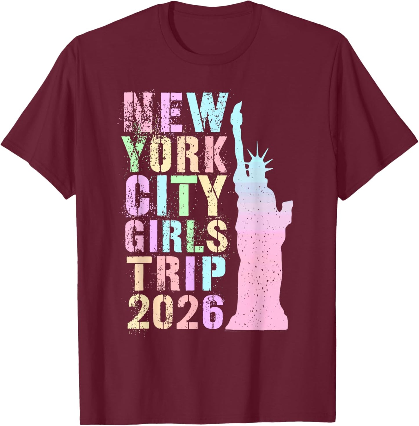 Kids NEW YORK City Girls Trip Moms 2026 Vacay Cruise T-Shirt - T-Shirt | Maroon