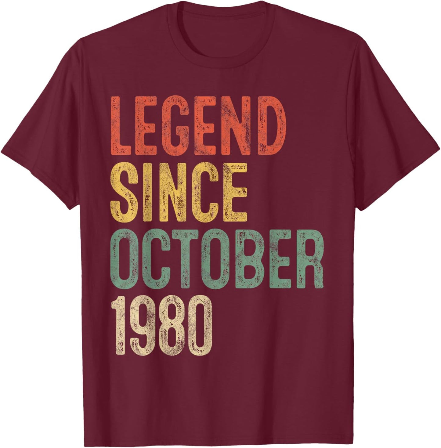 Legend October 1980 45th Birthday Men Women 45 Year Old T-Shirt - T-Shirt | Maroon