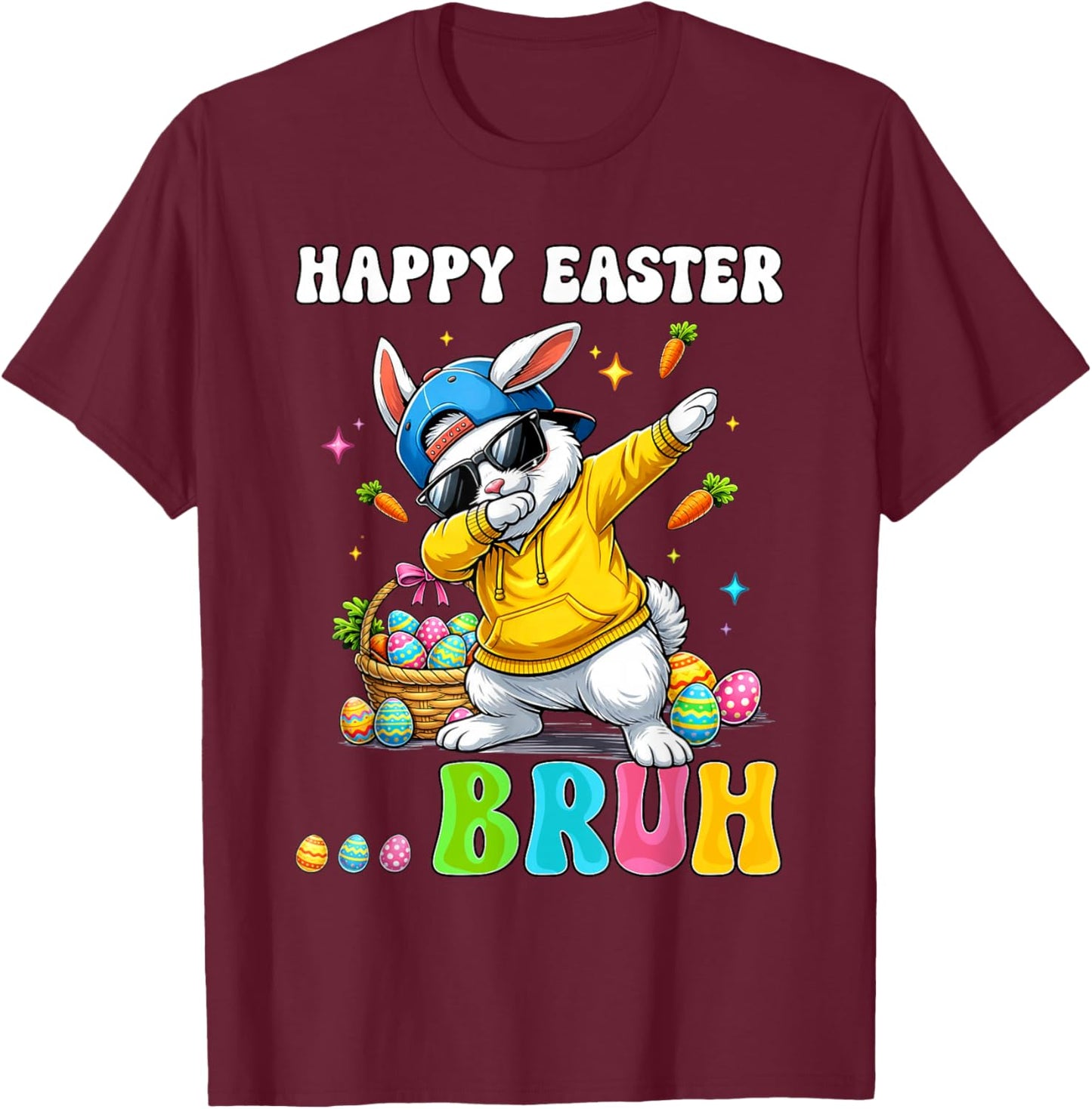 Dabbing Rabbit Easter Day Eggs Dab Boys Girls Kid Gift Bunny T-Shirt - T-Shirt | Maroon