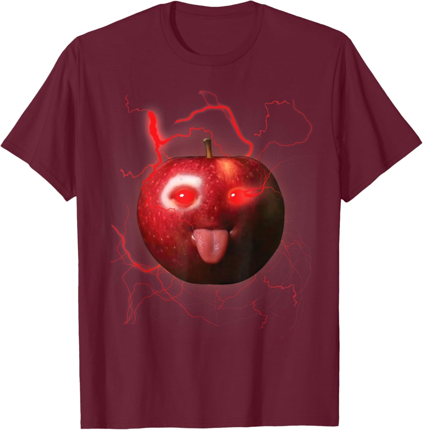 Funny Silly AI Apple gen z Meme BrainRot Humor Tongue Out T-Shirt - T-Shirt | Maroon