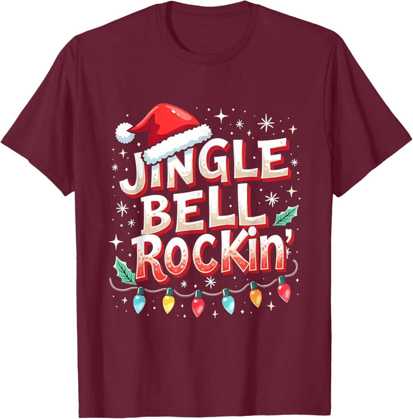 Santa Jingle Bell Rock Trending Christmas Music Lovers T-Shirt - T-Shirt | Maroon