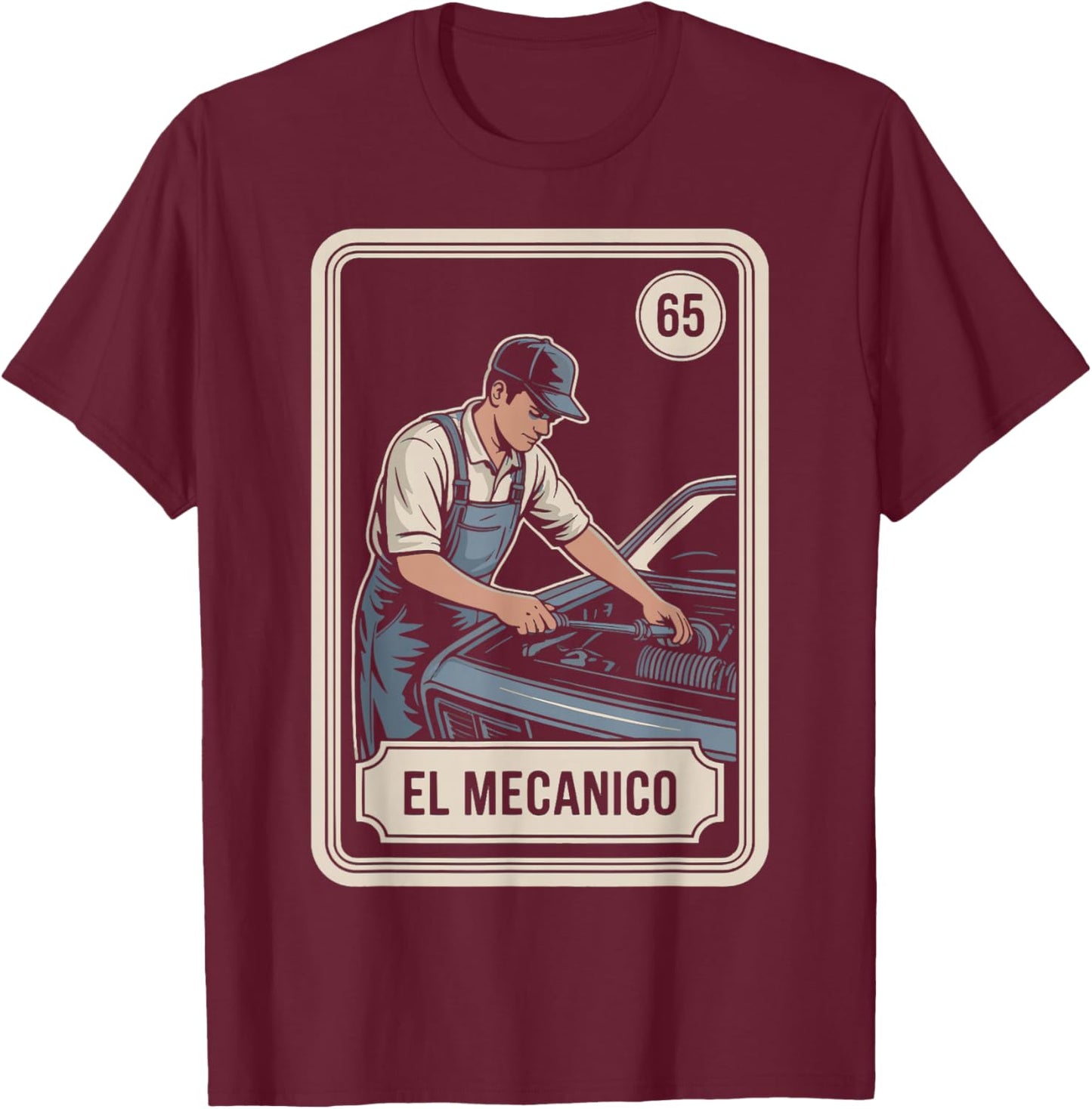 EL Mecanico Lottery Spanish Bingo Card Game T-Shirt - T-Shirt | Maroon