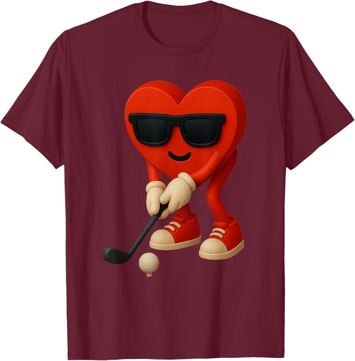 Golf Valentines Day Cute Heart Golfer Love Funny Boys Kids T-Shirt - T-Shirt | Maroon