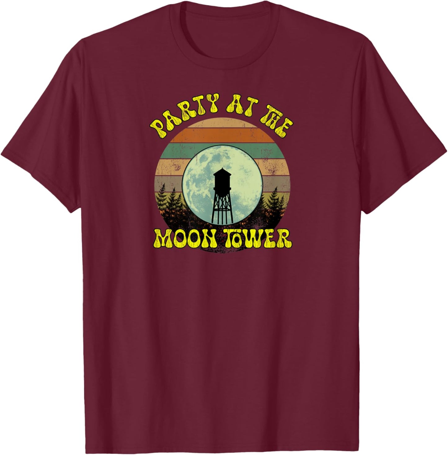 Party at The Moontower Retro Vintage Vibes Party Classic 90s T-Shirt - T-Shirt | Maroon
