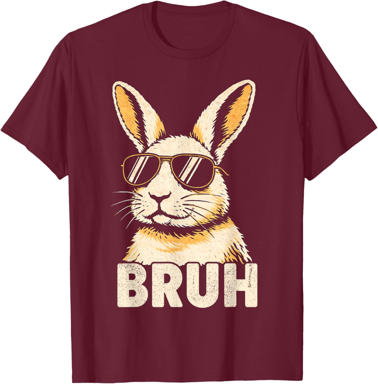 Bruh Bunny Meme Graphic Rabbit Men Kids Boys Bunny T-Shirt - T-Shirt | Maroon