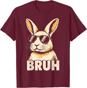 Bruh Bunny Meme Graphic Rabbit Men Kids Boys Bunny T-Shirt - T-Shirt | Maroon