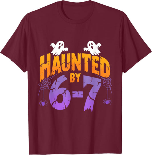 Retro 67 Halloween Haunted Spooky Six Seven 67 Halloween T-Shirt - T-Shirt | Maroon