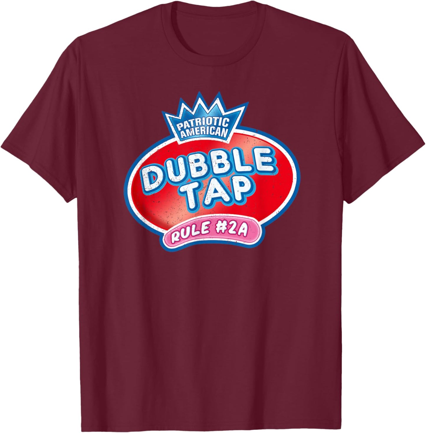 Retro Patriotic American Double Tap Rule 2A Vintage Grunge T-Shirt - T-Shirt | Maroon