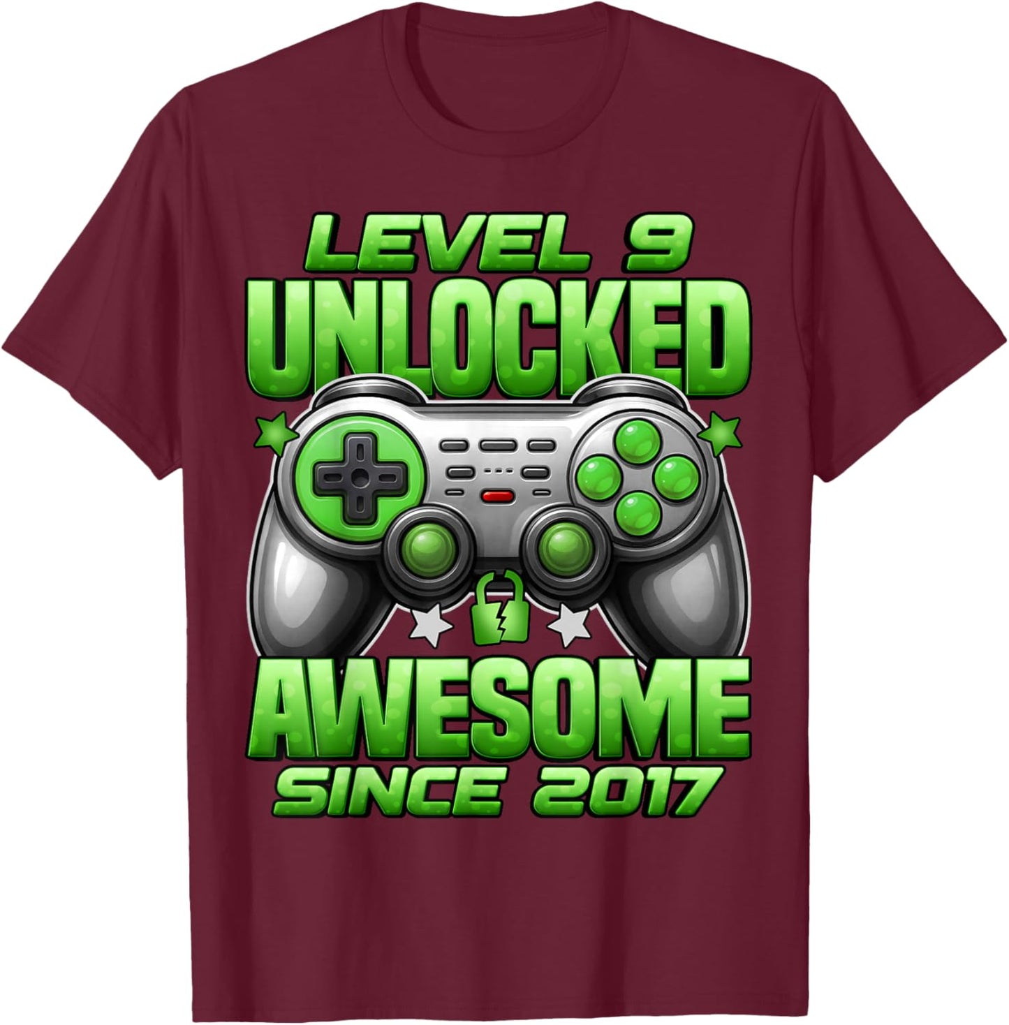 Level 9 Unlocked 9 Year Old Gifts for Boys 9th Birthday Boy T-Shirt - T-Shirt | Maroon